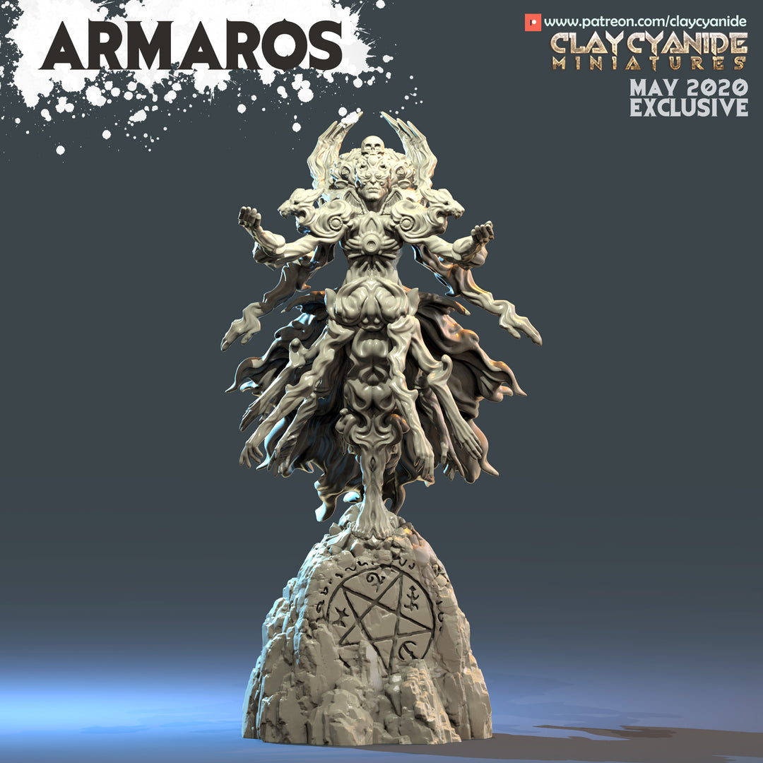 Armaros - Demon unpainted resin demon miniature by Clay Cyanide, 28-32mm DnD tabletop model.