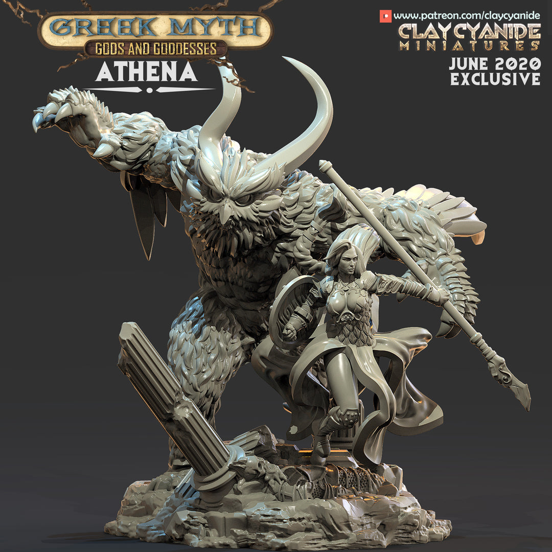 Athena - Greek Goddess unpainted resin character miniature by Clay Cyanide, 28-32mm DnD tabletop model.