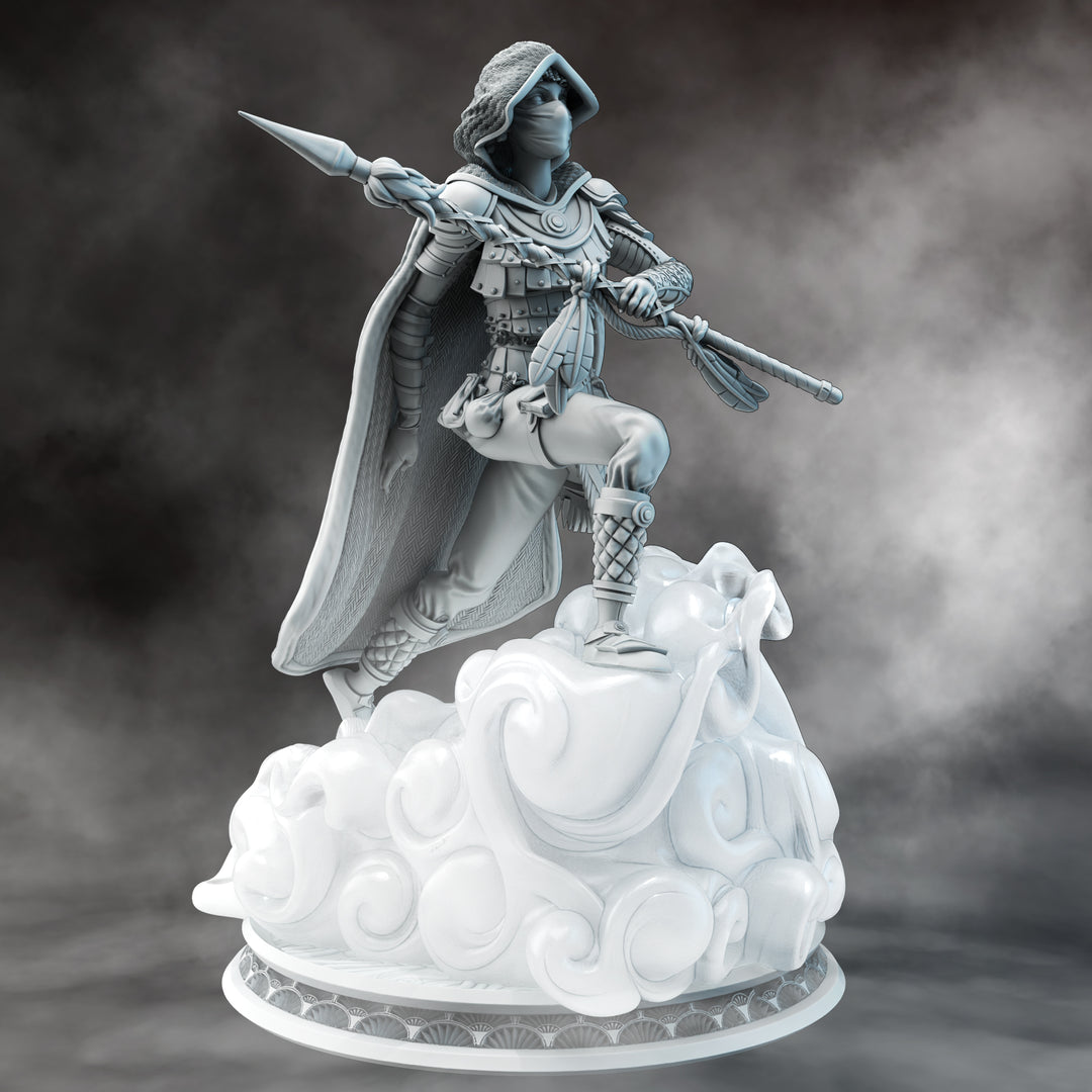 Air Genasi Rogue - Aura Kaze unpainted resin rogue miniature by DM Stash, 28-32mm DnD tabletop model.