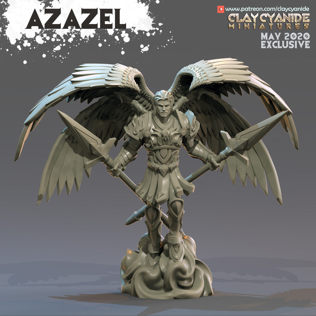 Azazel - Angel unpainted resin angel miniature by Clay Cyanide, 28-32mm DnD tabletop model.