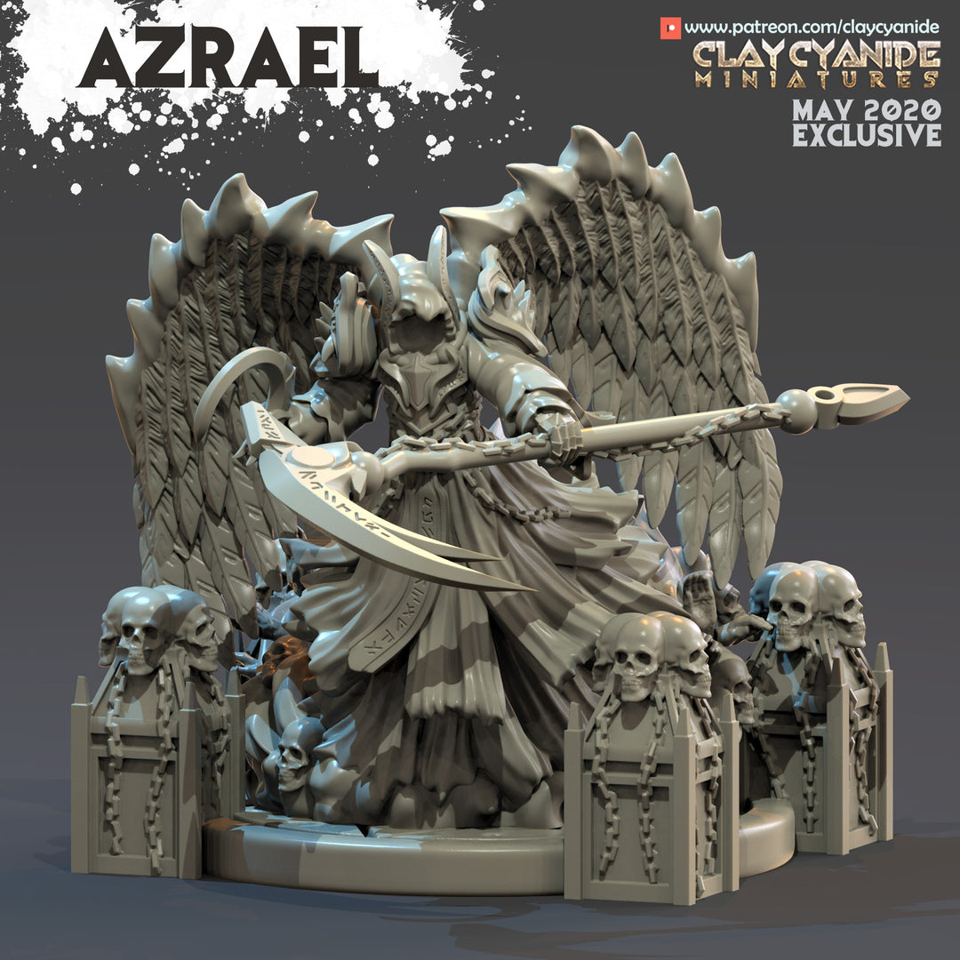 Azrael - Fallen Angel unpainted resin demon miniature by Clay Cyanide, 28-32mm DnD tabletop model.