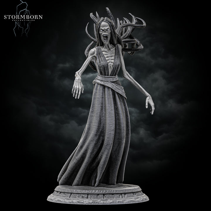 Banshee unpainted resin fantasy miniature by Stormborn Collectibles, 28-32mm DnD tabletop model.