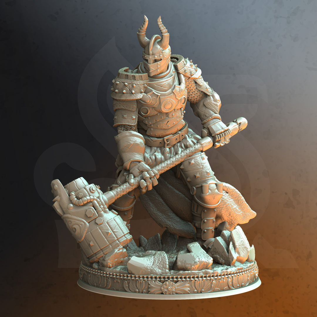 Chief Hersir - Barnard Mjolnir unpainted resin character miniature by DM Stash, 28-32mm DnD tabletop model.