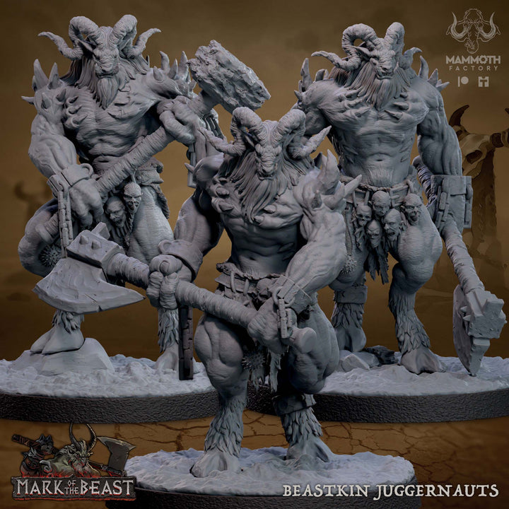 Beastkin Juggernauts unpainted resin fantasy miniature by Mammoth Factory, 28-32mm DnD tabletop model.