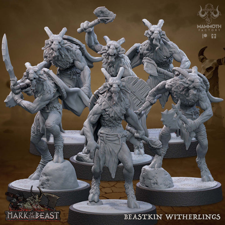 Beastkin Witherlings unpainted resin fantasy miniature by Mammoth Factory, 28-32mm DnD tabletop model.
