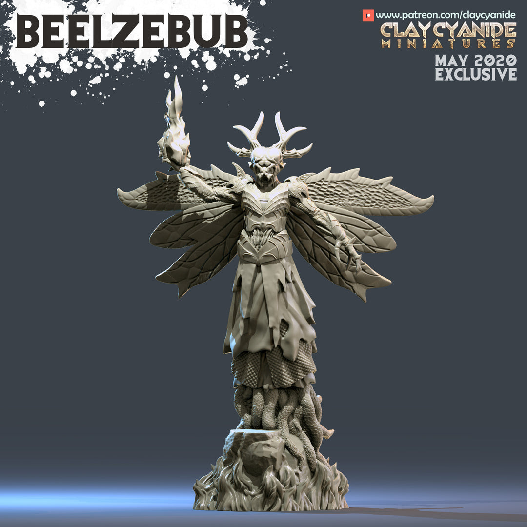 Beelzebub - Demon unpainted resin demon miniature by Clay Cyanide, 28-32mm DnD tabletop model.