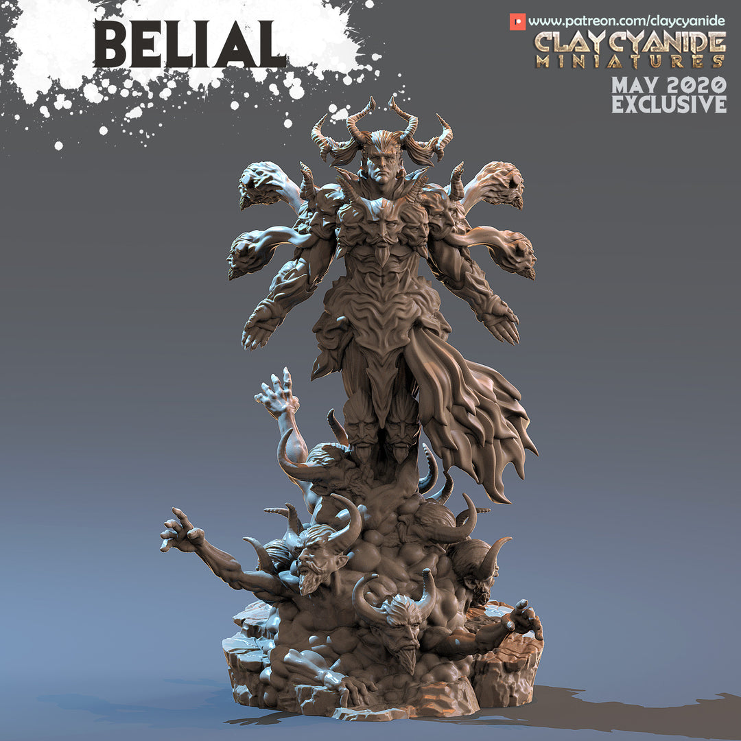 Belial - Demon unpainted resin demon miniature by Clay Cyanide, 28-32mm DnD tabletop model.