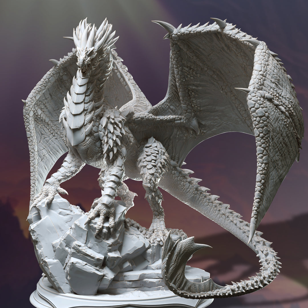 Ancient Bronze Dragon - Brazatul unpainted resin dragon centerpiece miniature by DM Stash, 28-32mm DnD tabletop model.