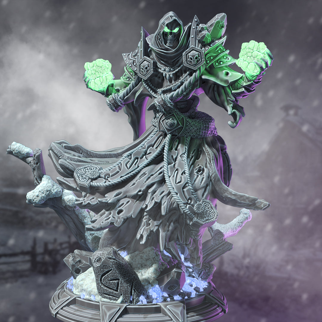 Dark Wraith Lich - Brisini unpainted resin undead miniature by DM Stash, 28-32mm DnD tabletop model.