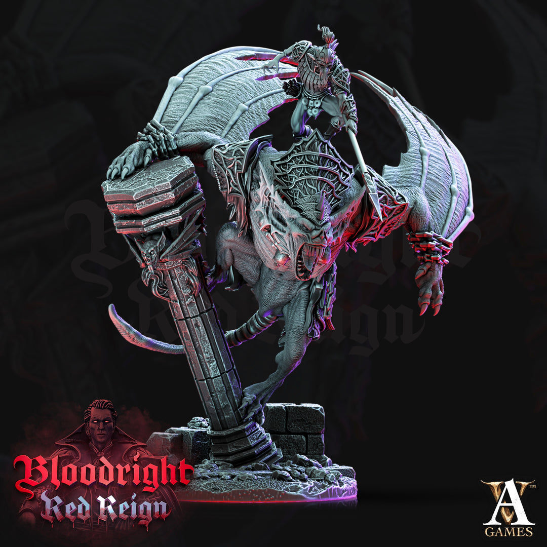 Dire Bat Riders unpainted resin vampire miniature by Archvillain Games, 28-32mm DnD tabletop model.