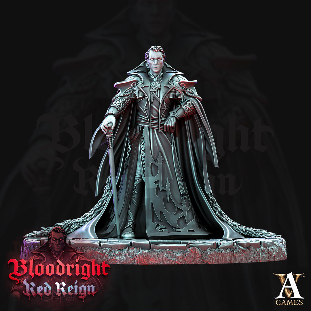 Count Vladimir Rosunescu unpainted resin vampire miniature by Archvillain Games, 28-32mm DnD tabletop model.