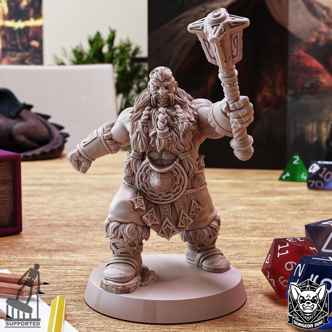 Dwarf Barbarians unpainted resin dwarf miniature by Dungeon Dog, 28-32mm DnD tabletop model.