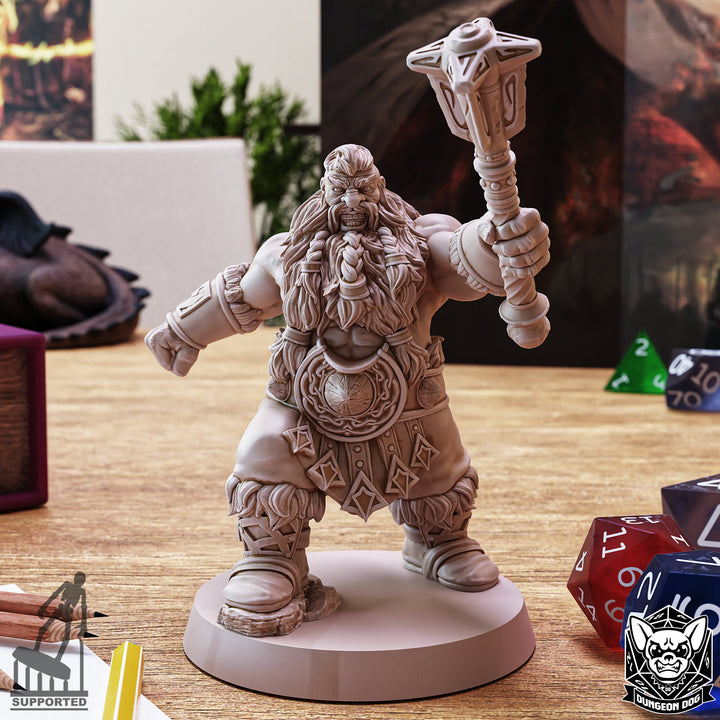 Dwarf Barbarians unpainted resin dwarf miniature by Dungeon Dog, 28-32mm DnD tabletop model.