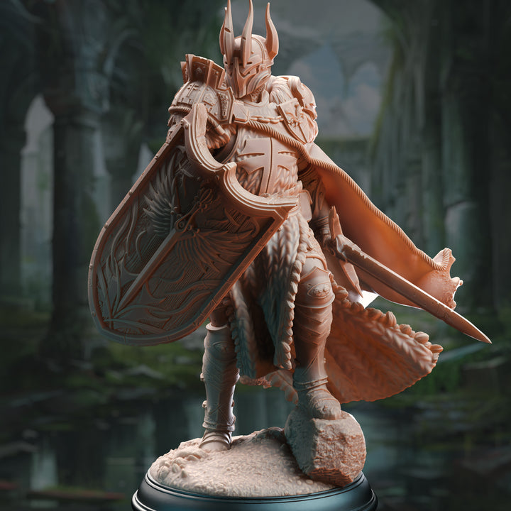 Enlightened Paladin of Justice - Caedes unpainted resin paladin miniature by DM Stash, 28-32mm DnD tabletop model.