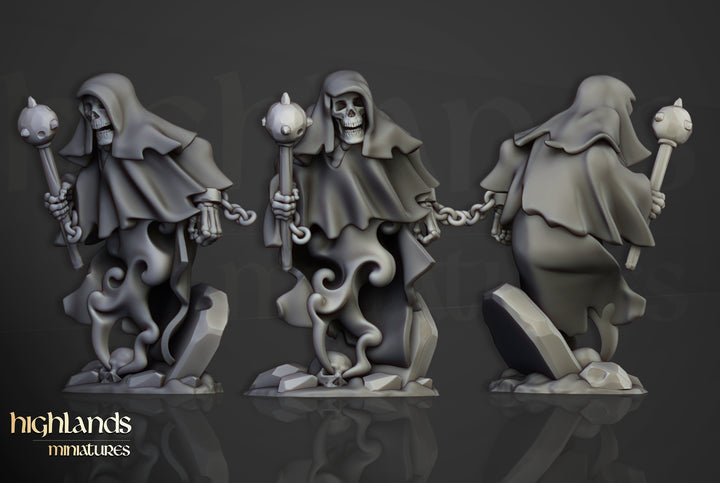 Crypt Ghosts unpainted resin undead miniature by Highlands Miniatures, 28-32mm DnD tabletop model.