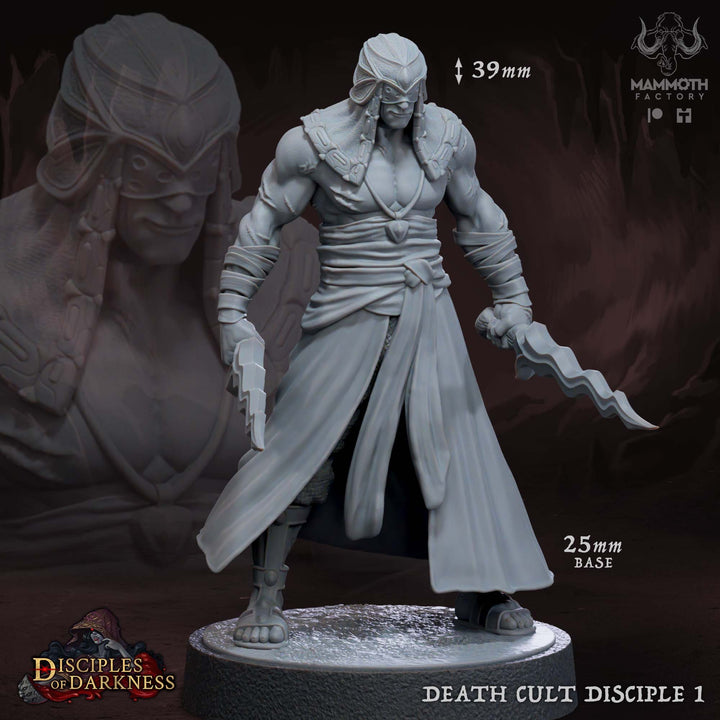 Death Cult Disciples unpainted resin character miniature by Mammoth Factory, 28-32mm DnD tabletop model.