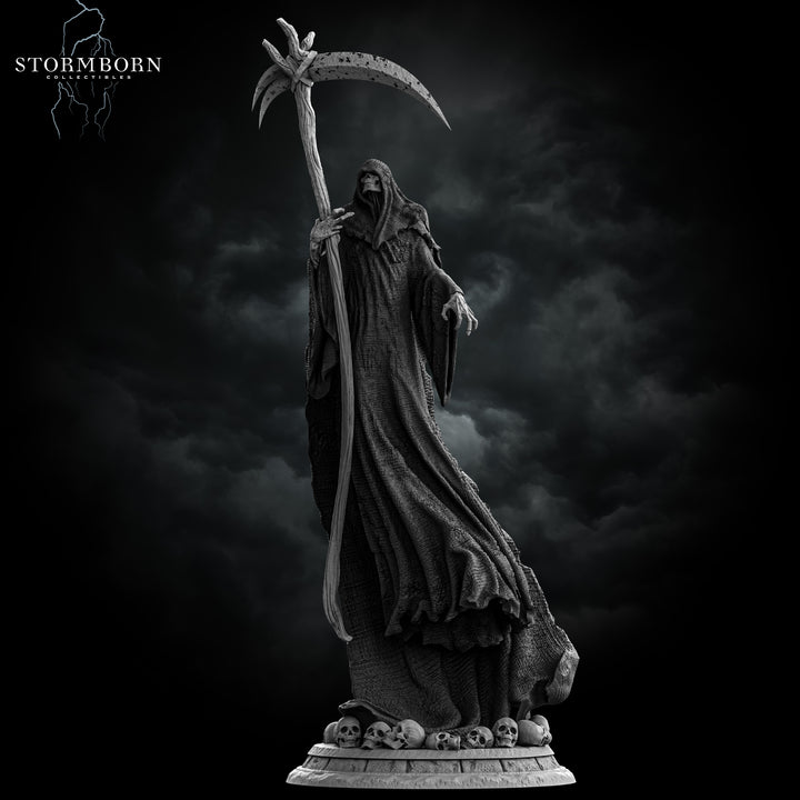 Death Reaper unpainted resin fantasy miniature by Stormborn Collectibles, 28-32mm DnD tabletop model.