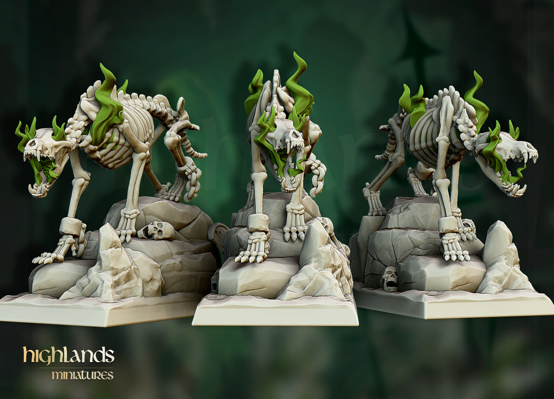 Direwolves Unit unpainted resin undead miniature by Highlands Miniatures, 28-32mm DnD tabletop model.