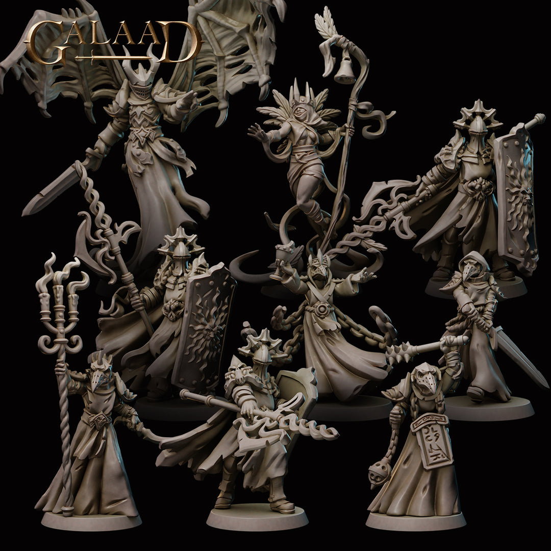 Darkness Rise Bundle unpainted resin demon miniature by Galaad Miniatures, 28-32mm DnD tabletop model.