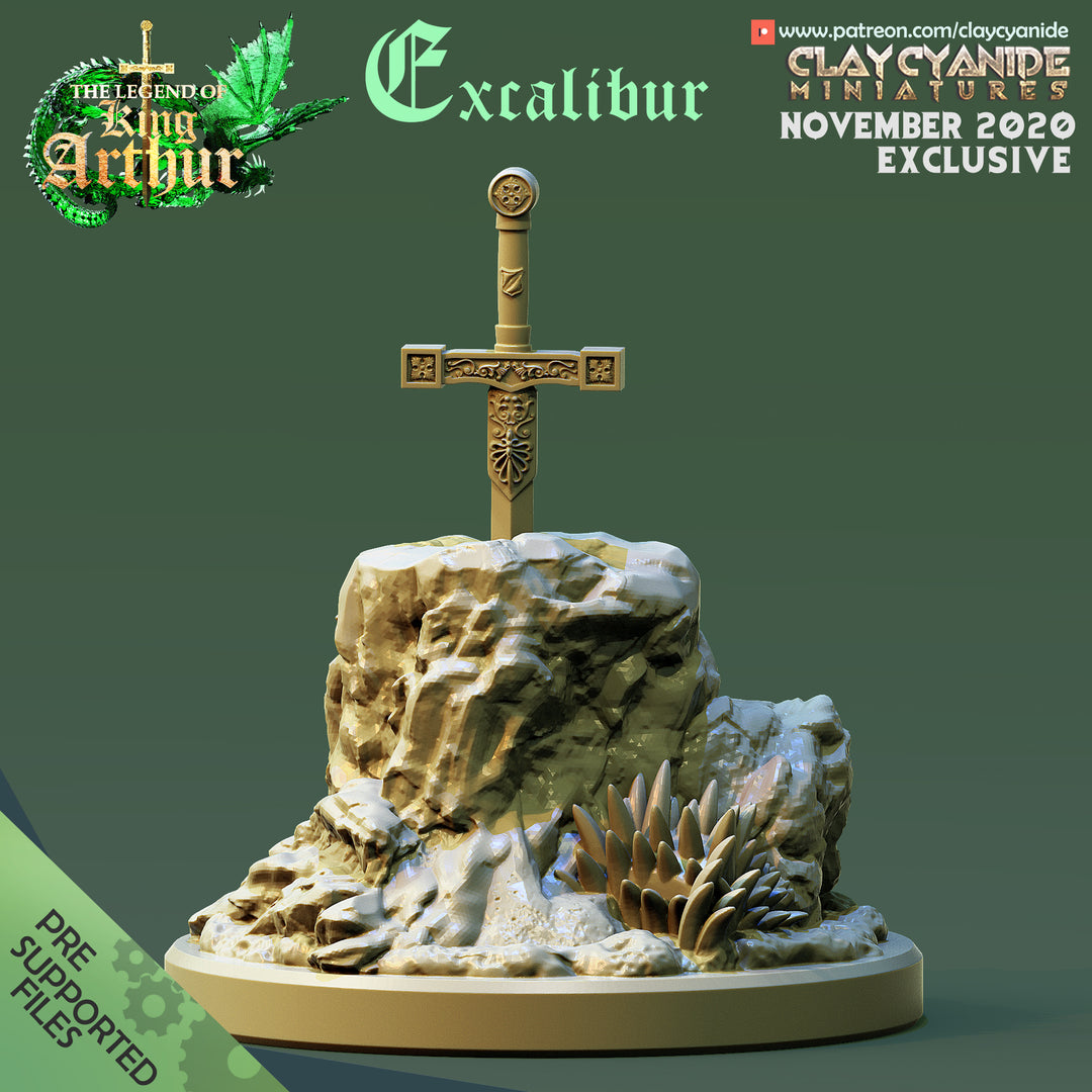 Excalibur - Sword in Stone tabletop terrain piece by Clay Cyanide, 28-32mm wargaming scenery.