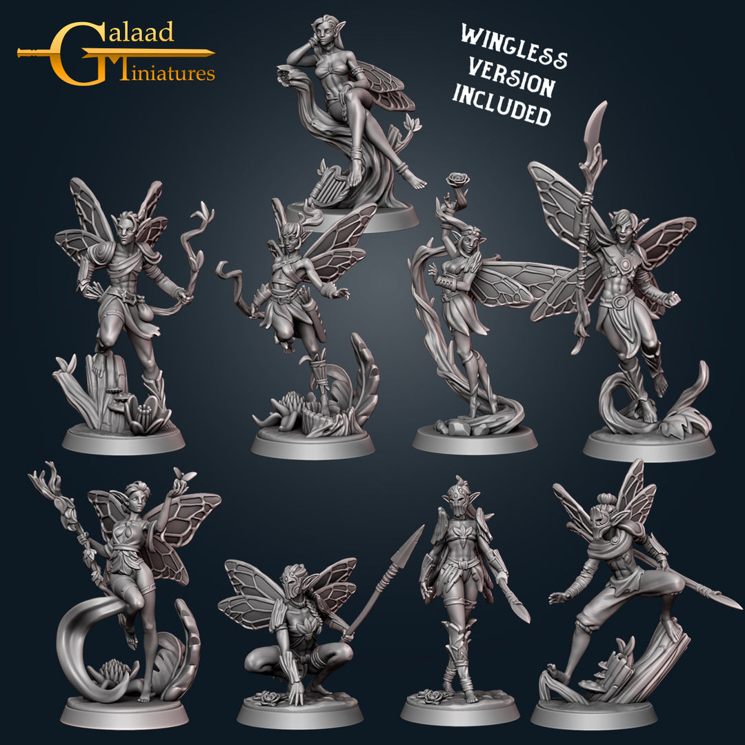 Fairies Elves Bundle unpainted resin elf miniature by Galaad Miniatures, 28-32mm DnD tabletop model.