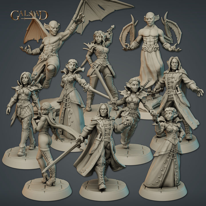 Vampires Bundle unpainted resin vampire miniature by Galaad Miniatures, 28-32mm DnD tabletop model.
