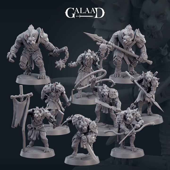 Gnoll Release unpainted resin fantasy miniature by Galaad Miniatures, 28-32mm DnD tabletop model.