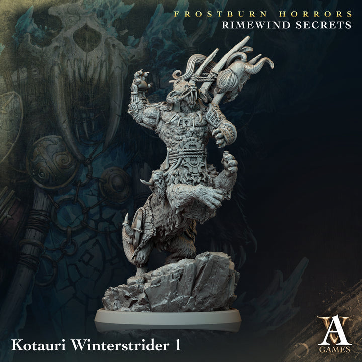 Kotauri Windstriders unpainted resin fantasy miniature by Archvillain Games, 28-32mm DnD tabletop model.