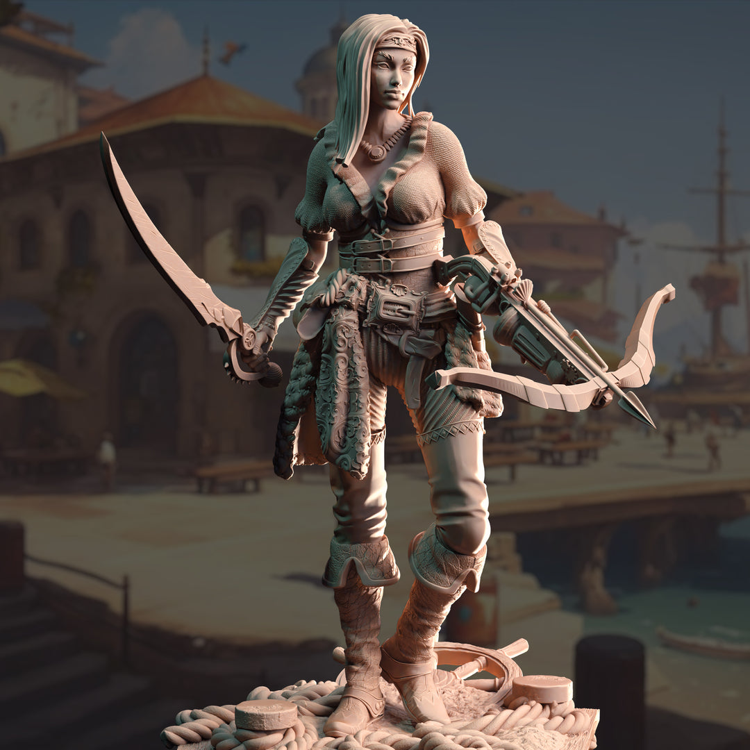Sea Elf Corsair - Filandira unpainted resin elf miniature by DM Stash, 28-32mm DnD tabletop model.
