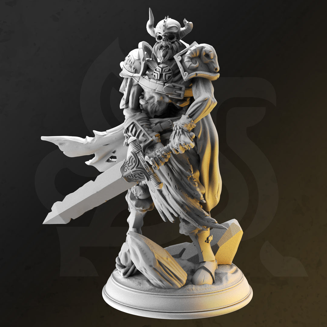 Draugr - Arisen Warrior unpainted resin warrior miniature by DM Stash, 28-32mm DnD tabletop model.