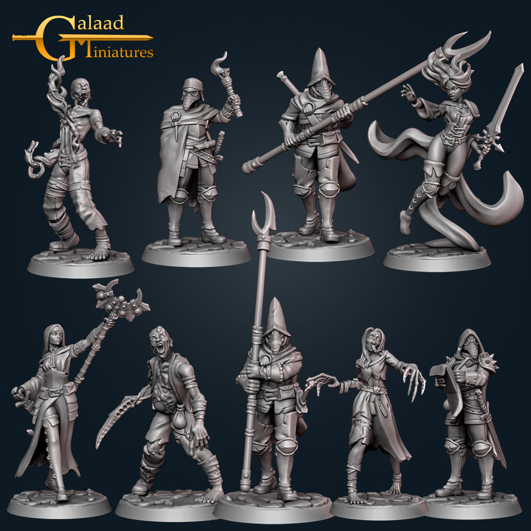 Witch Hunters Bundle unpainted resin witch miniature by Galaad Miniatures, 28-32mm DnD tabletop model.