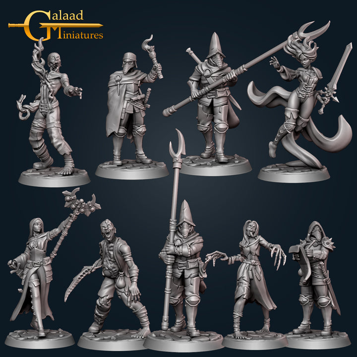 Witch Hunters Bundle unpainted resin witch miniature by Galaad Miniatures, 28-32mm DnD tabletop model.