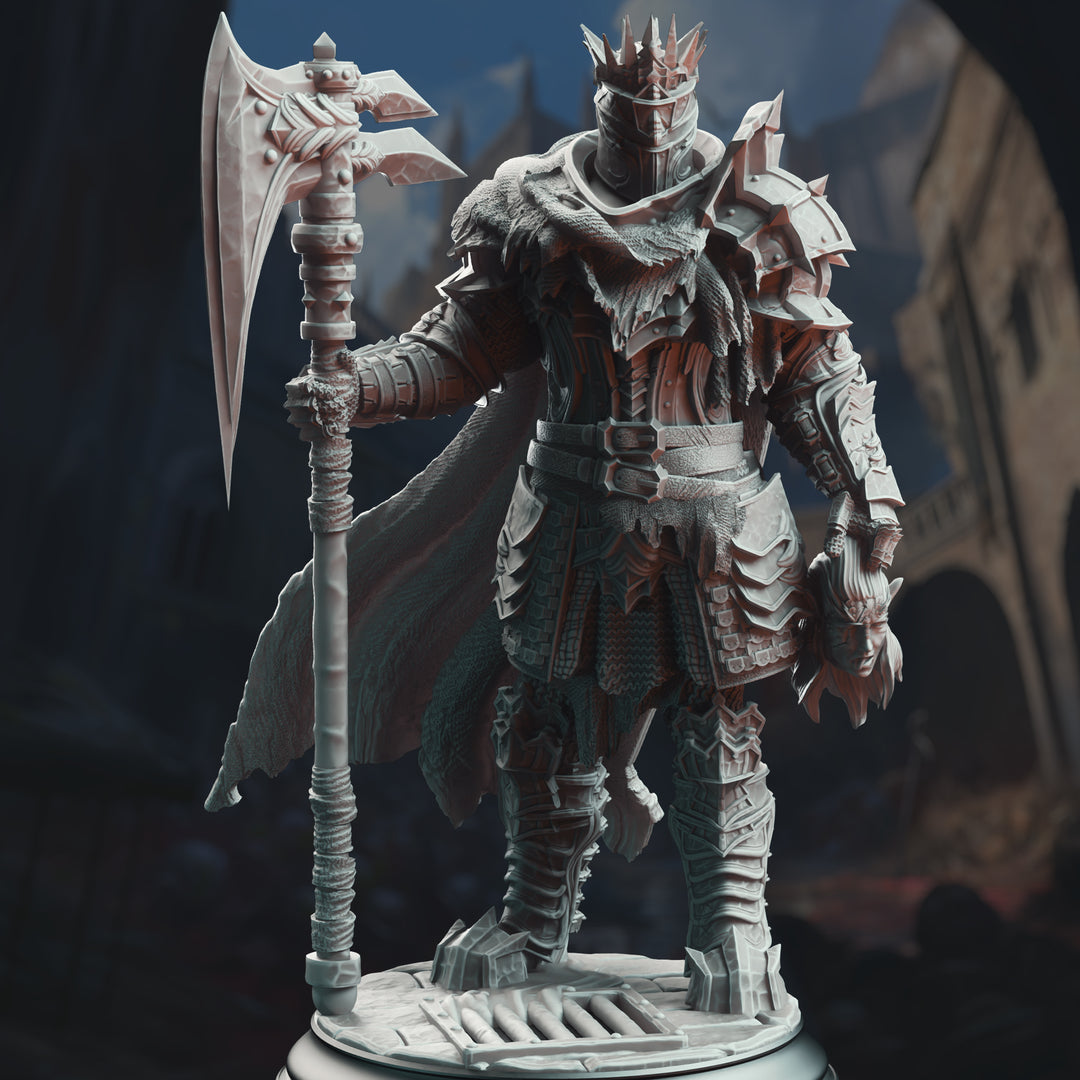 Executioner Knight - Gerhardt the Unwavering unpainted resin knight miniature by DM Stash, 28-32mm DnD tabletop model.