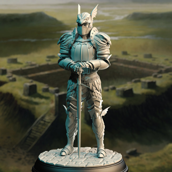 Golden Griffin Vanguards unpainted resin character miniature by DM Stash, 28-32mm DnD tabletop model.