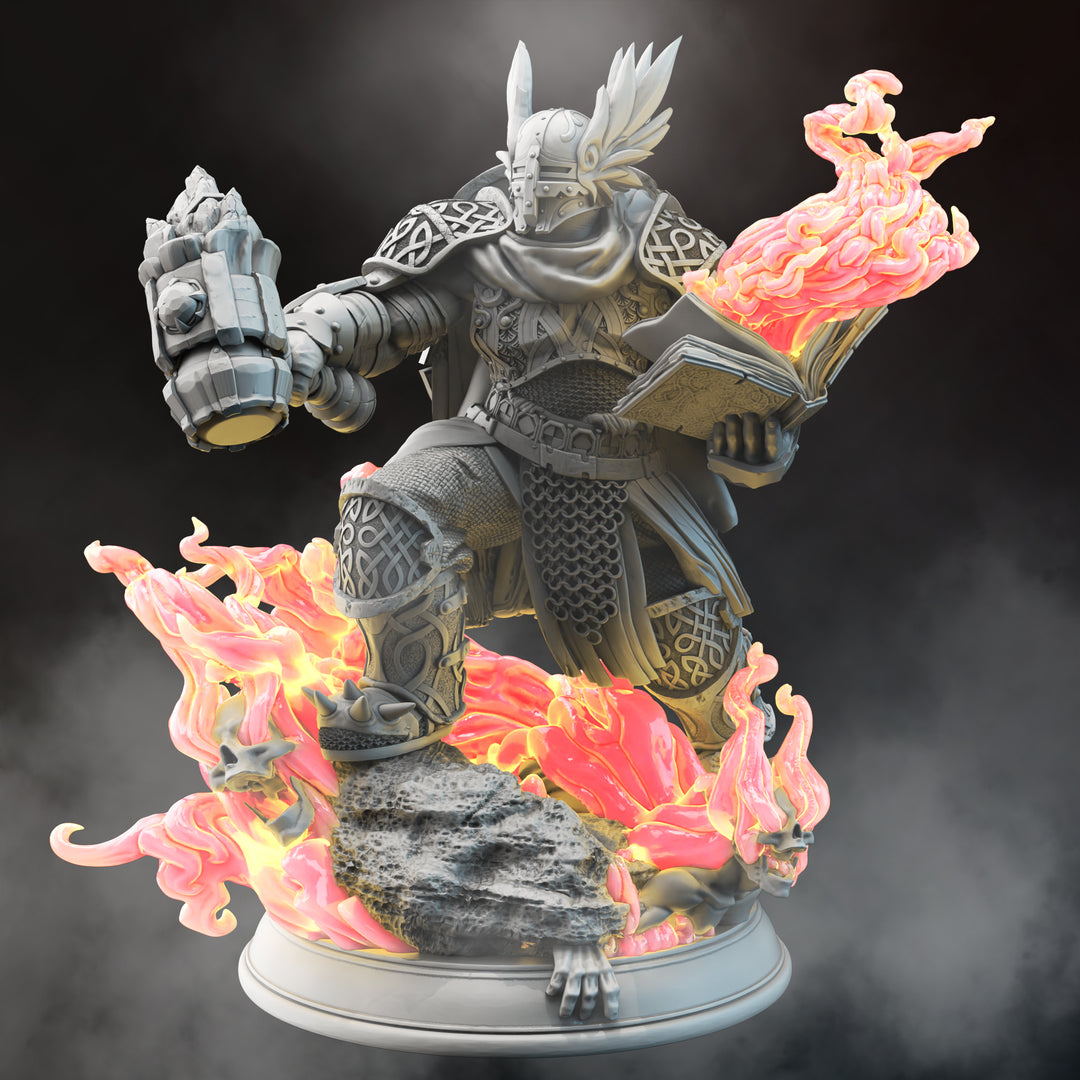 Fiery Forge Cleric - Gorozai unpainted resin dwarf miniature by DM Stash, 28-32mm DnD tabletop model.