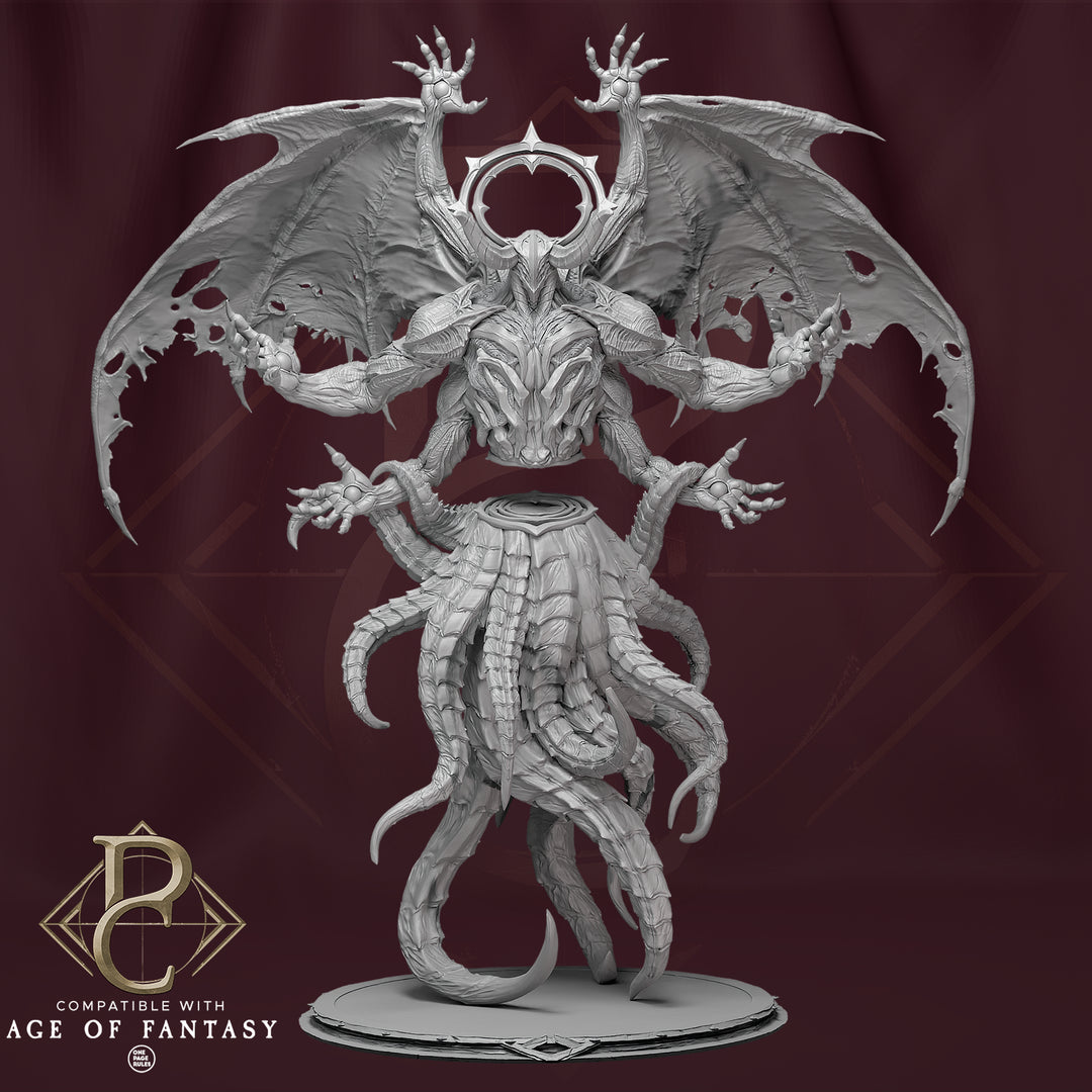The Great Invocation unpainted resin demon centerpiece miniature by Parasite Collectibles, 28-32mm DnD tabletop model.
