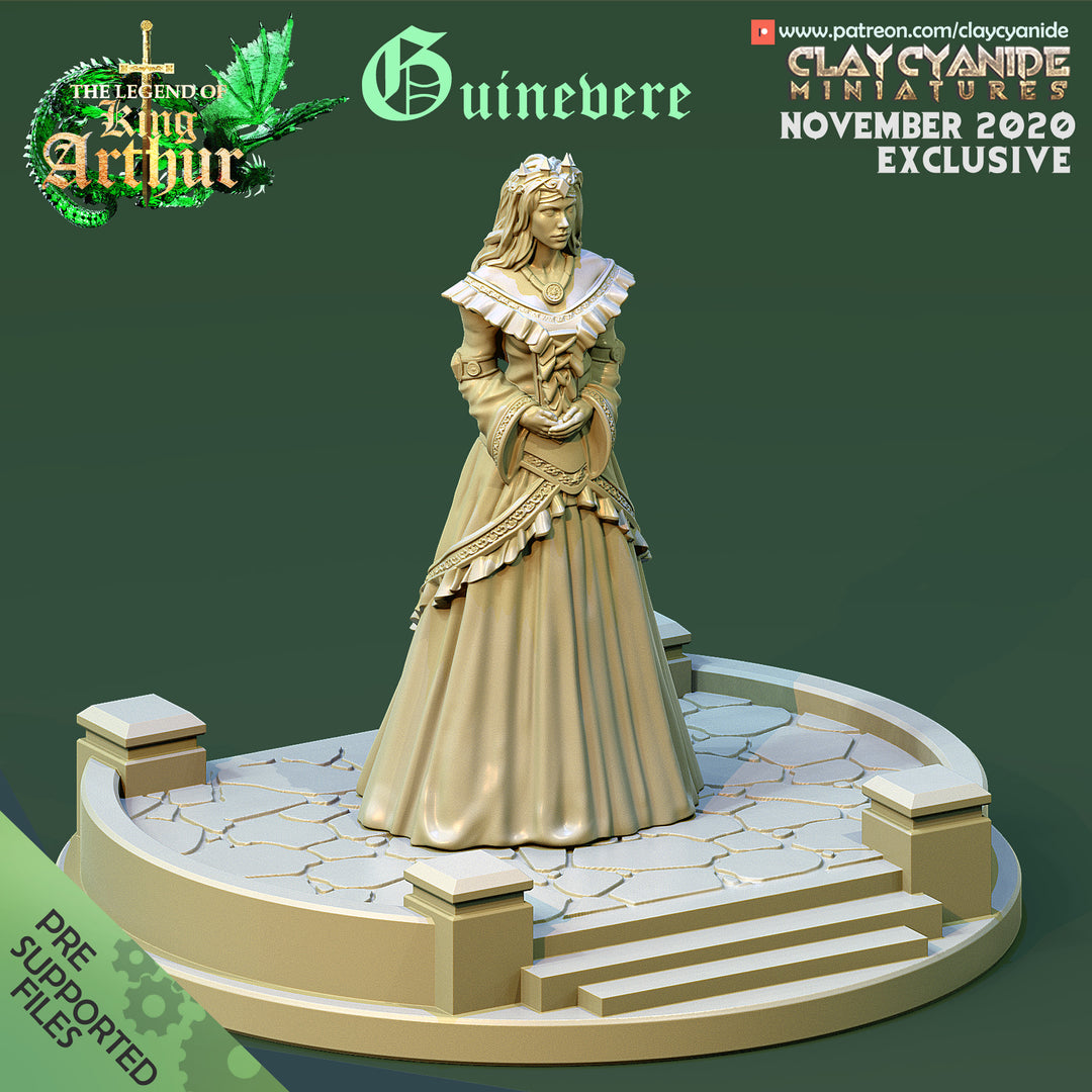 Guinevere unpainted resin character miniature by Clay Cyanide, 28-32mm DnD tabletop model.