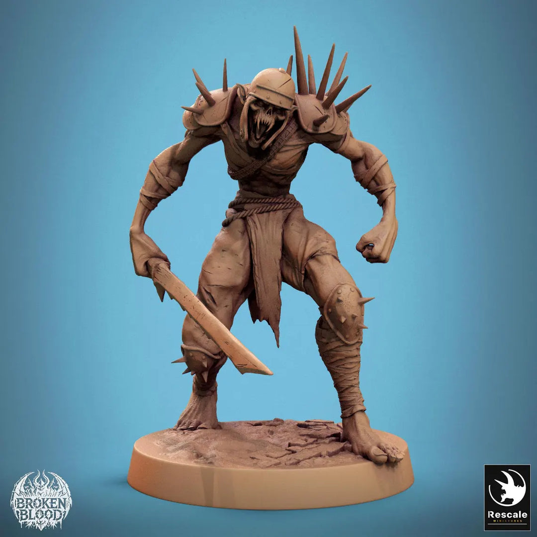 Ghoul Ravagers unpainted resin undead miniature by Rescale Miniatures, 28-32mm DnD tabletop model.