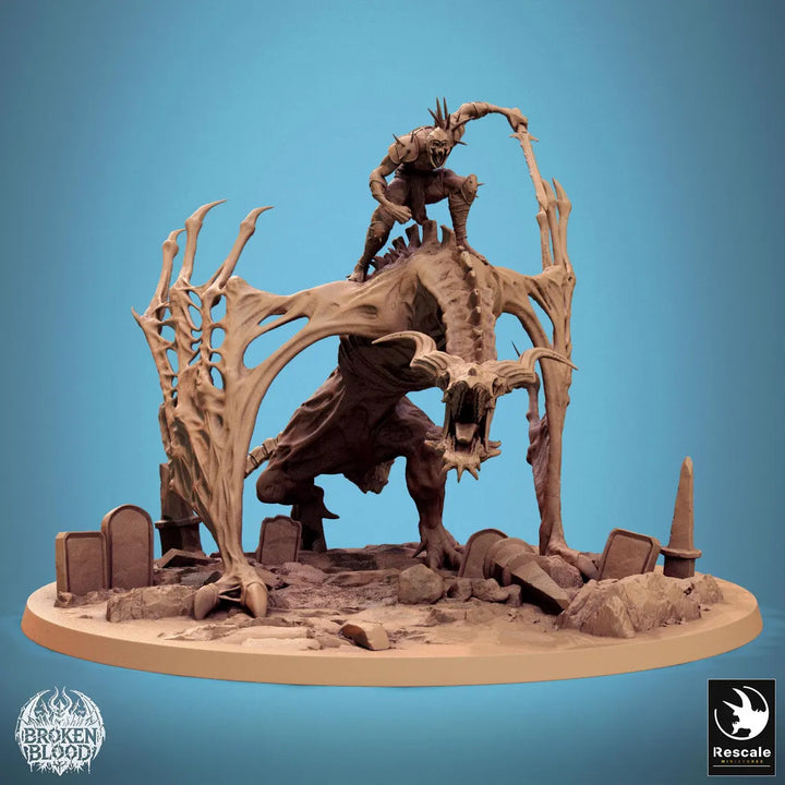 Bann Wyvern unpainted resin undead miniature by Rescale Miniatures, 28-32mm DnD tabletop model.
