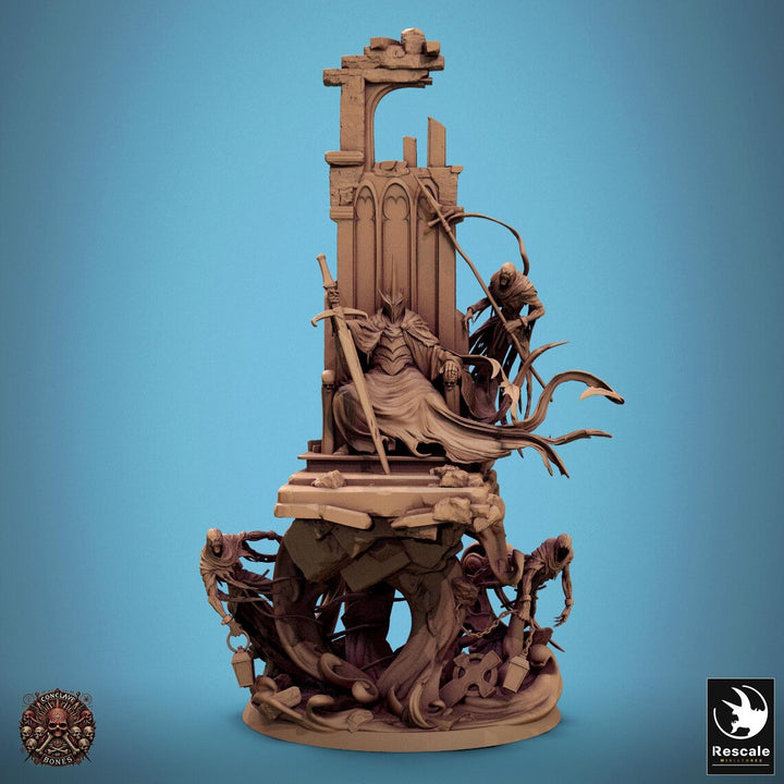 Ombral, the Sepulchral Lord unpainted resin undead miniature by Rescale Miniatures, 28-32mm DnD tabletop model.