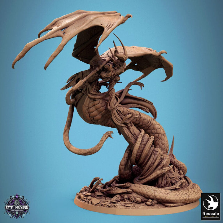 Zhaelyss, the Ophidian Queen unpainted resin fantasy miniature by Rescale Miniatures, 28-32mm DnD tabletop model.