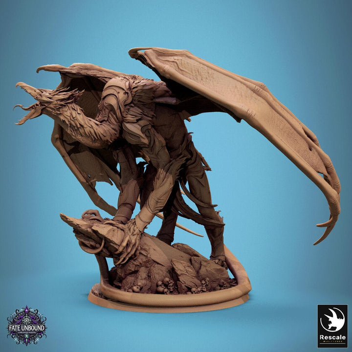 Zarkael, the Celestial Scourge unpainted resin fantasy centerpiece miniature by Rescale Miniatures, 28-32mm DnD tabletop model.
