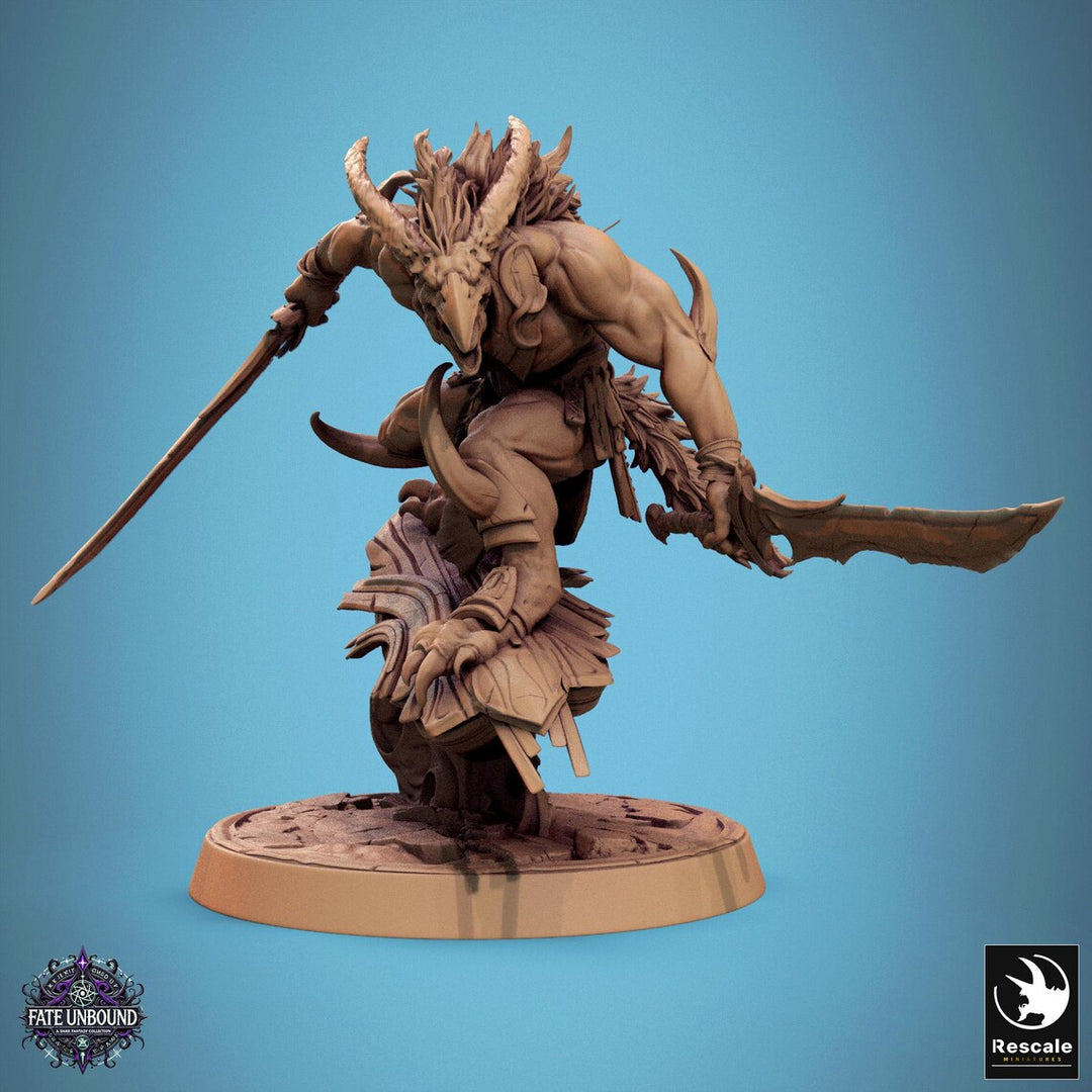 Skorath unpainted resin demon miniature by Rescale Miniatures, 28-32mm DnD tabletop model.