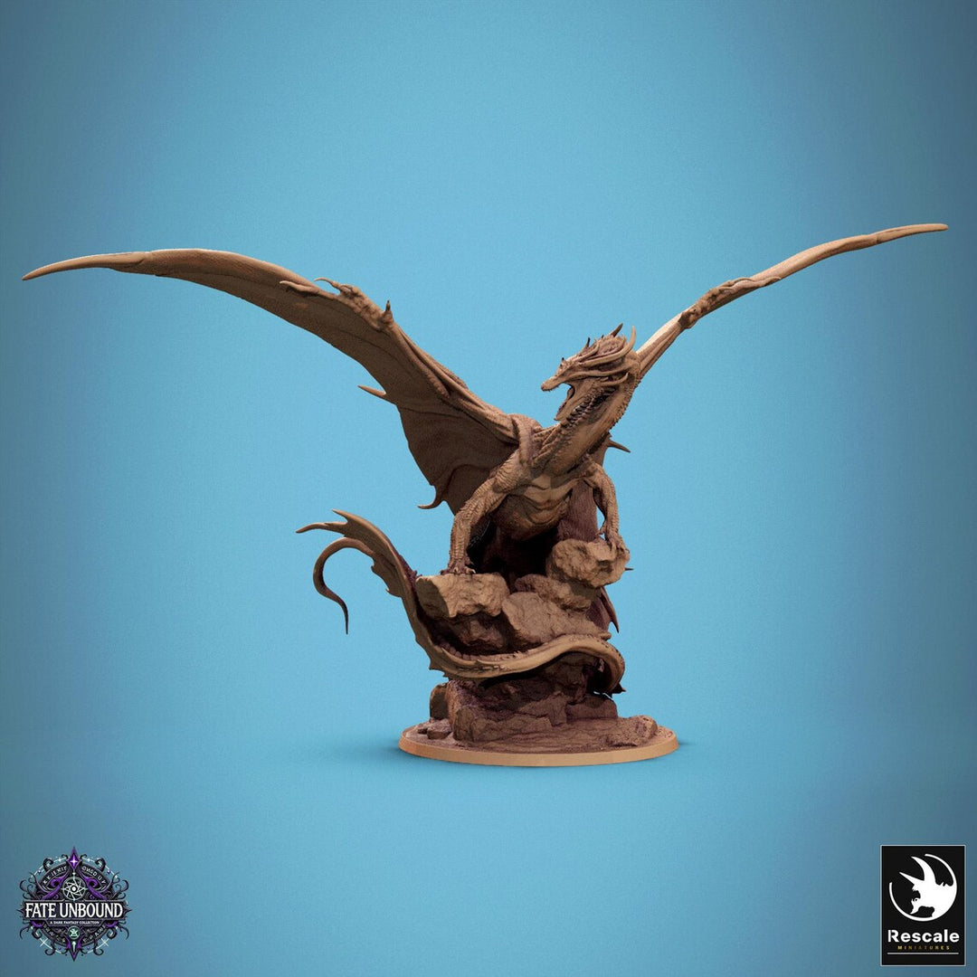 Copper Dragon unpainted resin dragon miniature by Rescale Miniatures, 28-32mm DnD tabletop model.