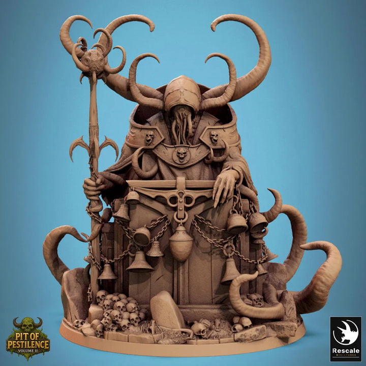 The Bell Warden unpainted resin undead miniature by Rescale Miniatures, 28-32mm DnD tabletop model.