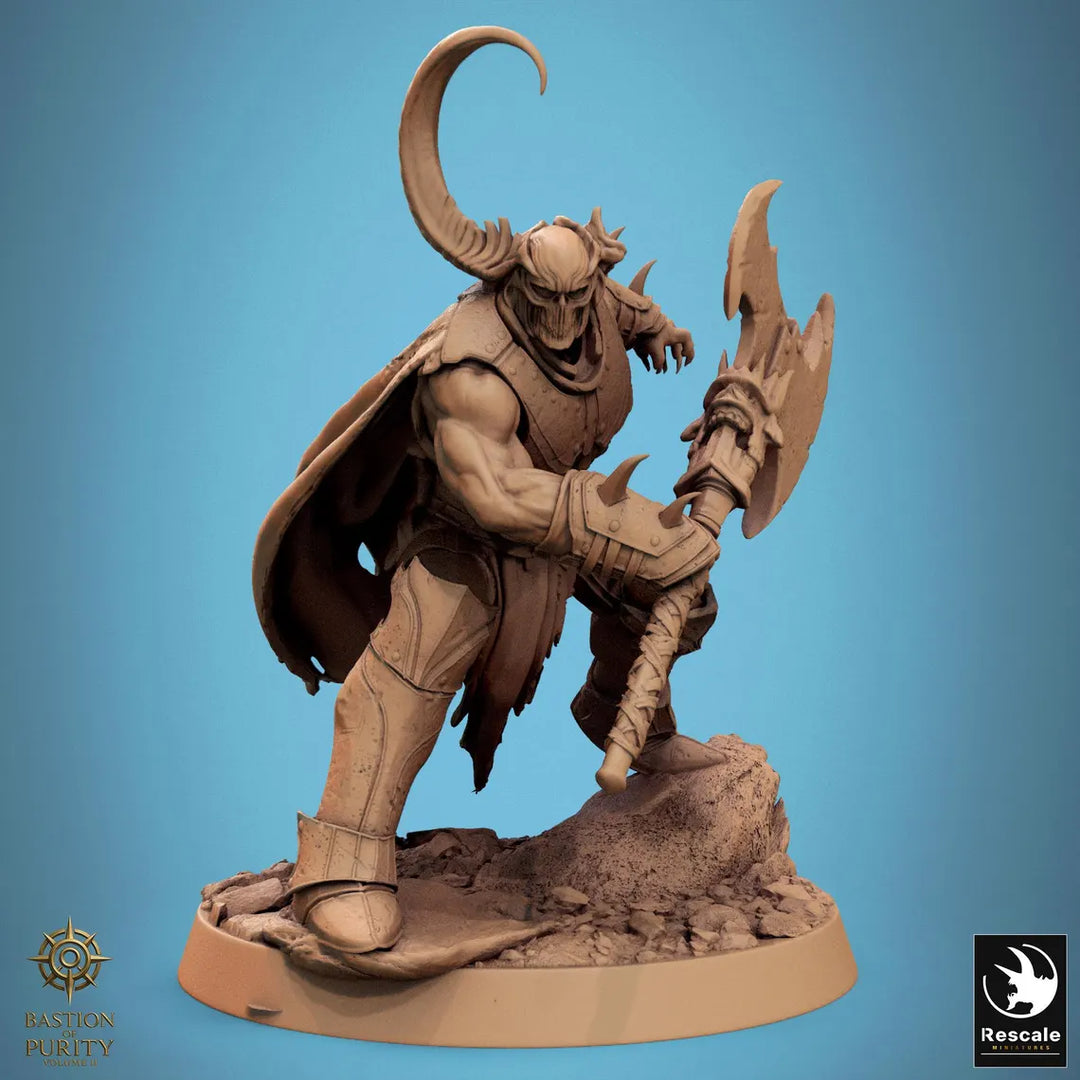 Hell Forged Legion unpainted resin demon miniature by Rescale Miniatures, 28-32mm DnD tabletop model.