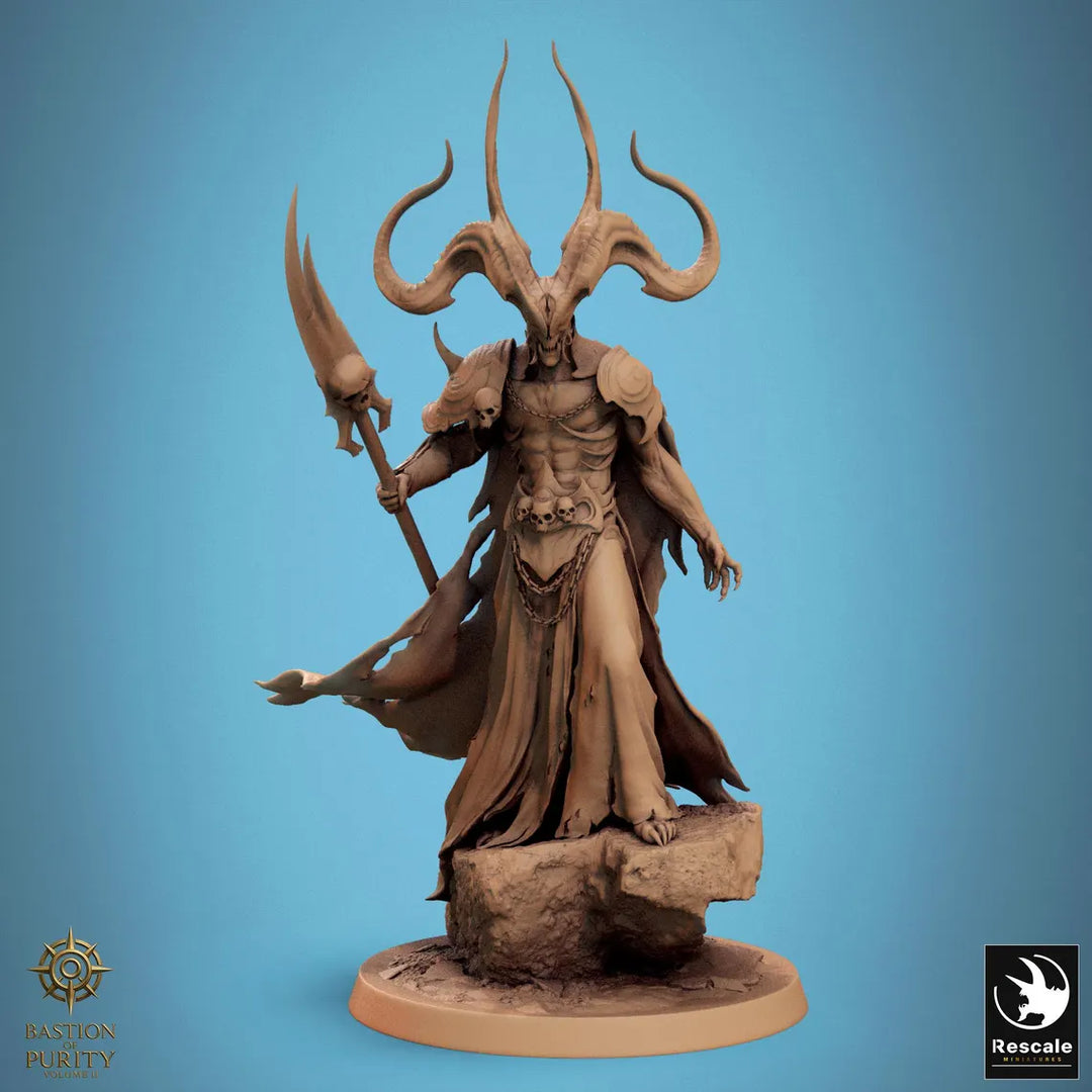 Archdevil Zar'Vul unpainted resin demon miniature by Rescale Miniatures, 28-32mm DnD tabletop model.