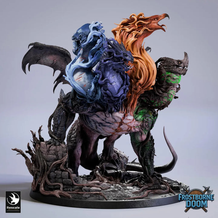 Elemental Dragon unpainted resin dragon centerpiece miniature by Rescale Miniatures, 28-32mm DnD tabletop model.