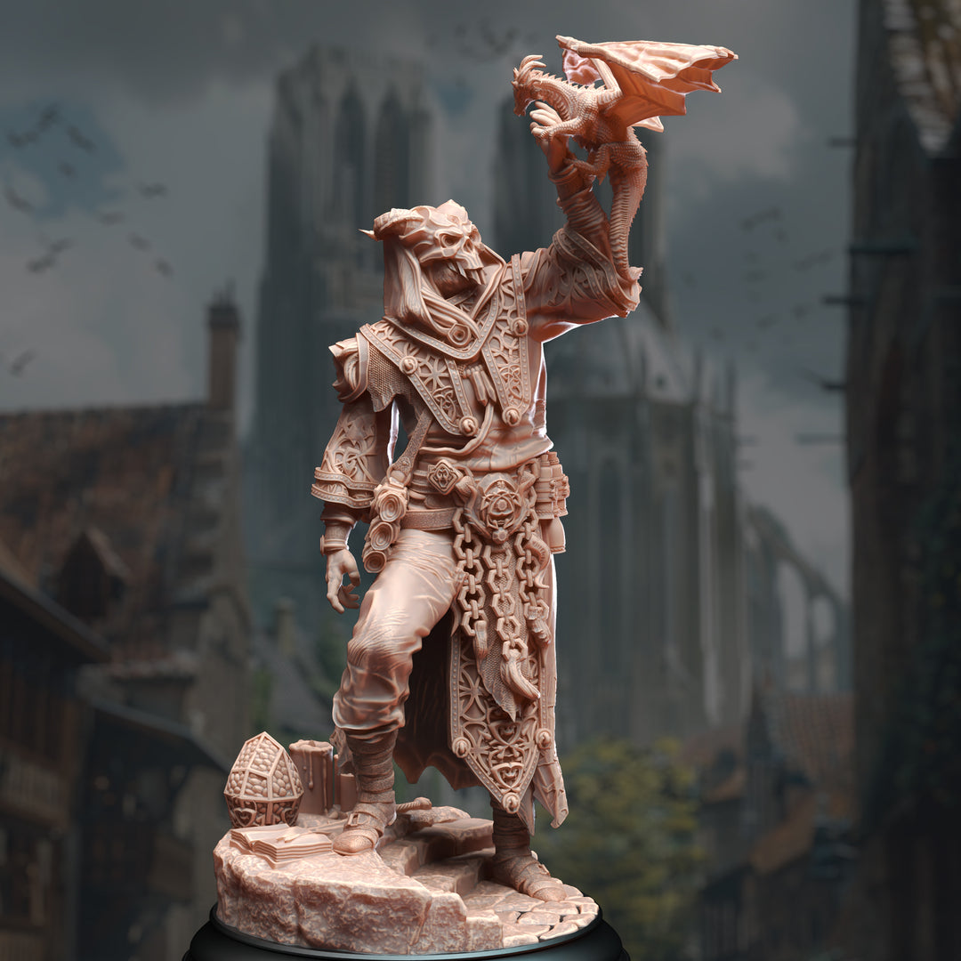Dragon Cultist - Karthys of Zezima unpainted resin character miniature by DM Stash, 28-32mm DnD tabletop model.