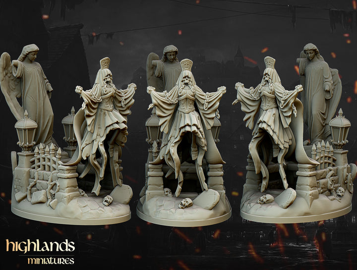 Lady Violet, the Spectral Widow unpainted resin undead miniature by Highlands Miniatures, 28-32mm DnD tabletop model.